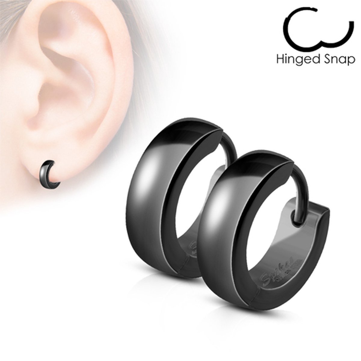 Oorbellen ring dome 0.8x8 - zwart - LMPiercings