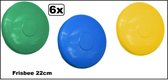 6x Frisbee 22cm couleurs assorties - Disque de frisbees de fête sur le thème des speelgoed d'extérieur