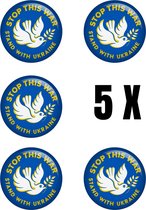 5x  "Stop this war" Button | Vlag Oekraine | Button | Speld Pin | Blauw Geel