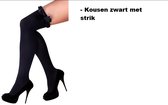 Stay up kousen zwart met strikje - maat 36-42 - kniekousen zwarte overknee kousen sportkousen cheerleader carnaval voetbal hockey unisex festival
