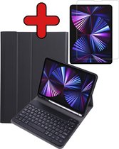 Hoes Geschikt voor iPad Pro 2018 (11 inch) Hoes Toetsenbord Hoesje Keyboard Case Cover Met Screenprotector - Hoesje Geschikt voor iPad Pro 11 inch (2018) Hoes Toetsenbord Case - Zwart