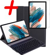Hoesje Geschikt voor Samsung Galaxy Tab A8 Toetsenbord Hoes Book Case Met Screenprotector - Hoes Geschikt voor Samsung Tab A8 Toetsenbord Hoesje Keyboard Cover - Zwart