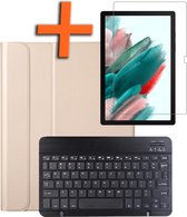 Samsung Galaxy Tab A8 2021 Toetsenbord Hoes - Samsung Galaxy Tab A8 2021 Keyboard Case Book Cover Hoesje - Goud