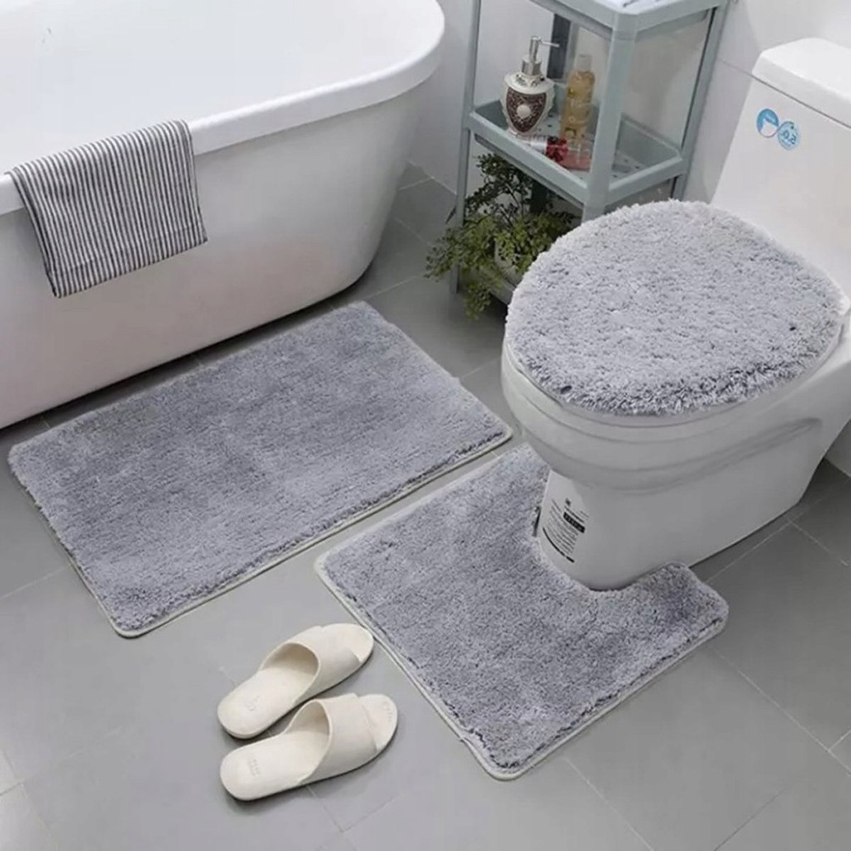 BVWSBGF 3-delige badmatset paars lavendelpatroon antislip badkamer tapijt wc -deksel overtrek zachte mat tapijt