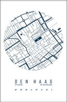 Walljar - Stadskaart Den Haag Centrum IV - Muurdecoratie - Poster met lijst