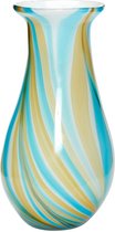 HÜBSCH INTERIOR - KALEIDO handgemaakte vaas lichtblauw bruin paars geel - ø15xh30cm