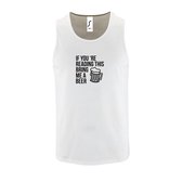 Witte Tanktop sportshirt met "If you're reading this bring me a Beer " Print Zwart Size M