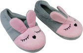 Pantoffels konijn - Roze / Grijs - Polyester / Kunststof - Maat 30-31 - Sloffen - Pantoffel - Schoenen - Huispantoffels