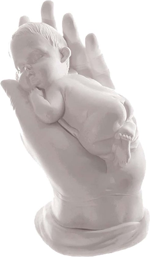 beeld baby in hand wit 20cm hoog geboorte babyshower