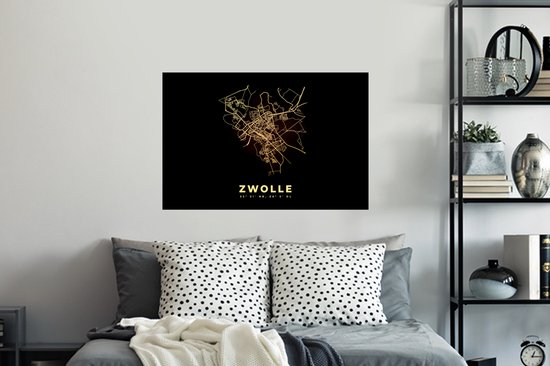 Stickers muraux - Film autocollant - Zwolle - Plan de la ville - Carte - Carte - 90x60 cm - Film adhésif - Stickers muraux Chambre d'enfant - Papier peint autocollant