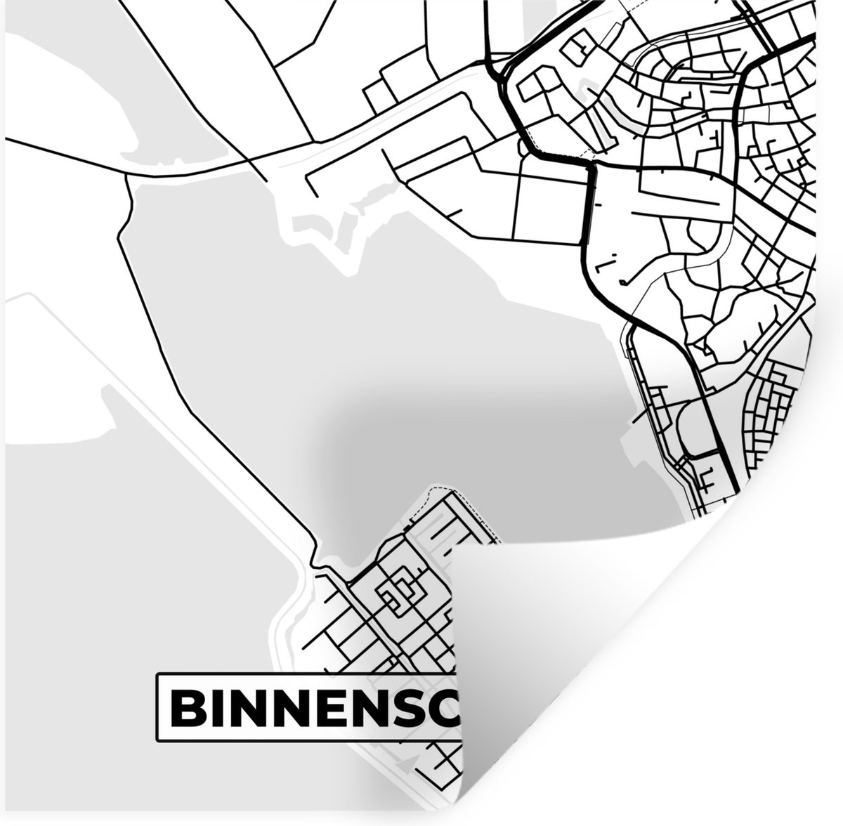 Muurstickers - Sticker Folie - Plattegrond - Stadskaart - Kaart - Binnenschelde - 100x100 