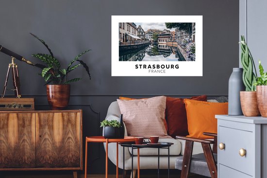 Muurstickers - Sticker Folie - Frankrijk - Architectuur - Water - 90x60 cm - Plakfolie - Muurstickers Kinderkamer - Zelfklevend Behang - Zelfklevend behangpapier - Stickerfolie