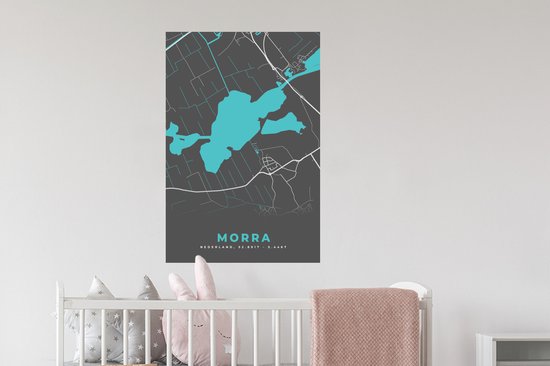 Muurstickers - Sticker Folie - Stadskaart - Plattegrond - Kaart - Nederland - Morra - 60x90 cm - Plakfolie - Muurstickers Kinderkamer - Zelfklevend Behang - Zelfklevend behangpapier - Stickerfolie