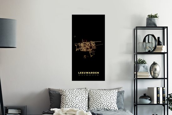 Stickers muraux - Leeuwarden - Carte - Plan de la ville - Plan d'étage - 60x120 cm - Feuille adhésive