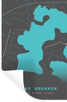 Muurstickers - Sticker Folie - Stadskaart - Plattegrond - Nederland - Kaart - Brekken - 60x90 cm - Plakfolie - Muurstickers Kinderkamer - Zelfklevend Behang - Zelfklevend behangpapier - Stickerfolie