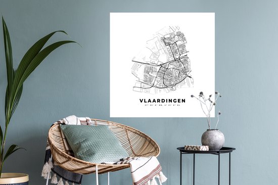 Stickers muraux - Nederland - Vlaardingen - Plan de la ville - Carte - Zwart Wit - Carte - 80x80 cm - Feuille adhésive
