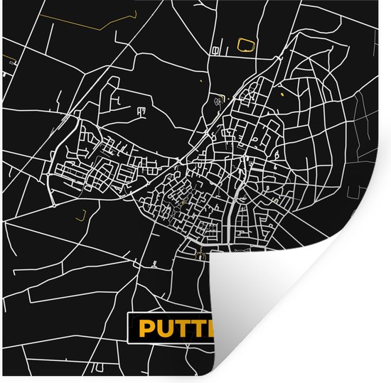 Stickers muraux - Puits - Plan de Ville - Black and Gold et Or - Carte - Carte - 120x120 cm - Film Adhésif XXL