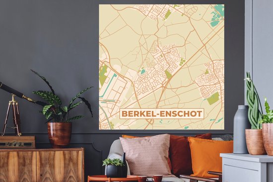 Stickers Stickers muraux - Berkel-Enschot - Carte - Carte - Plan de la ville - Vintage - 120x120 cm - Feuille adhésive XXL