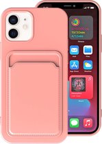 Smartphonica iPhone 12/12 Pro siliconen hoesje met pashouder - Zalm / Back Cover geschikt voor Apple iPhone 12;Apple iPhone 12 Pro