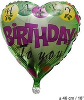 Folieballon Happy Birthday to you hart groen- 46 cm.