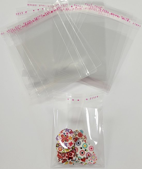 100 Stuks Cellofaan Zakjes Transparant, 15 x 25 cm Snoepzakjes Transparant met 100 Stropdasstrips, Plastic Zakken voor Verpakken van Koekjes Snoep Chocolade Traktatie Kerstmis