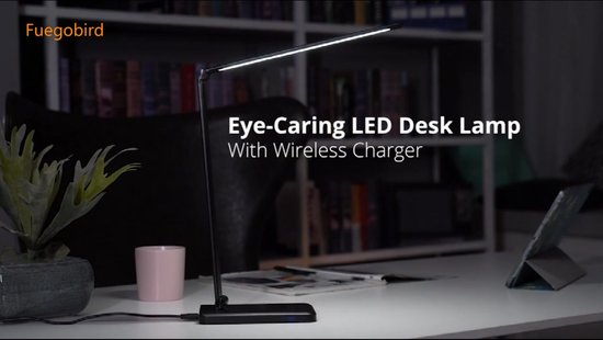 Chargeur de smartphone sans fil pour lampe de bureau A&K, Lampe de chevet, Lampe de