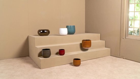 Mica Decorations pot rond Gabriel bordeaux dimensions en cm: 20 x 25