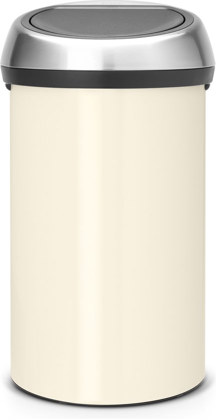 Brabantia Touch Bin poubelle 60 litres - Pearl White / Matt Steel