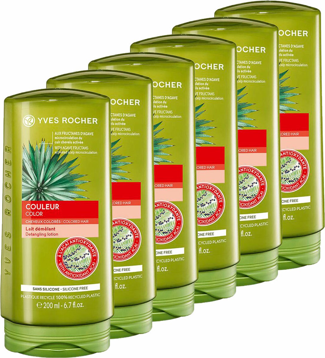 Yves Rocher - ANTI-KLIT MILK CONDITIONER gekleurd haar - Haarmelk met natuurlijke ingrediënten - Voordeelverpakking 6 x 200 ml
