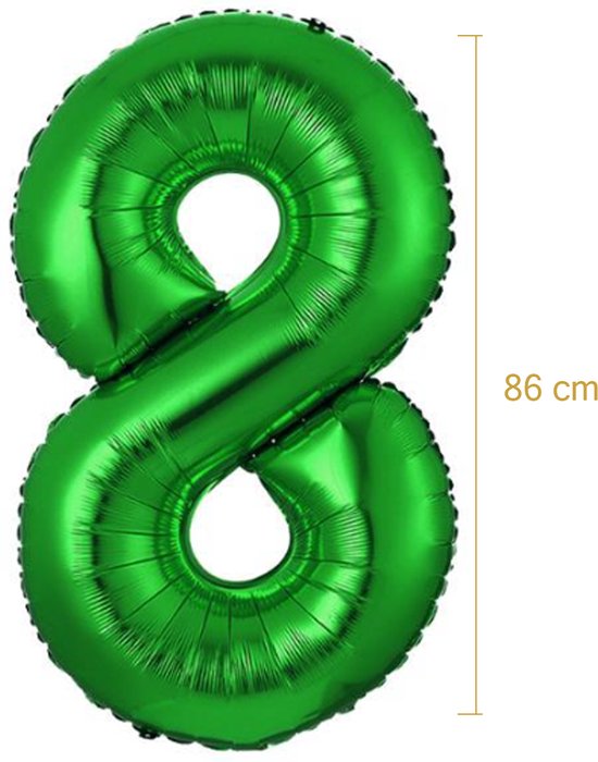 Folieballon cijfer 8 lichtblauw 86cm