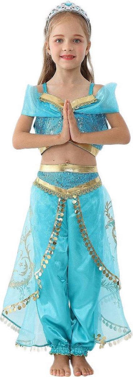 Joya Kids® Verkleed Prinses Kostuum | Arabische prinsessen jurk | Maat 116-122 (120) + Haarband | Cadeau meisje Sinterklaas — afbeelding 4
