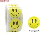 FISKA - 500 Stickers Smiley Op Een Rol - 2,5cm - Stickers Smiley - Label Smiley - Beloningsstickers - Stickers Kinderen - Sluitsticker - Sluitzegel