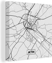 Toile Peinture City Map - Zwart Wit - Carte - Ath - België - Carte - 20x20 cm - Décoration murale