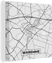 Canvas Schilderij België – Waremme – Stadskaart – Kaart – Zwart Wit – Plattegrond - 20x20 cm - Wanddecoratie
