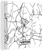 Canvas Schilderij Kaart – Plattegrond – Stadskaart – Virton – België – Zwart Wit - 20x20 cm - Wanddecoratie