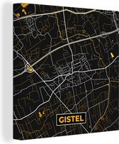 Toile Peinture Gistel - Or - Carte - Plan - Plan de Ville - 90x90 cm - Décoration murale