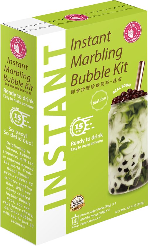 Bubble Tea Starters Kit met Boba - Matcha smaak - Bubble Thee drinken in 45...