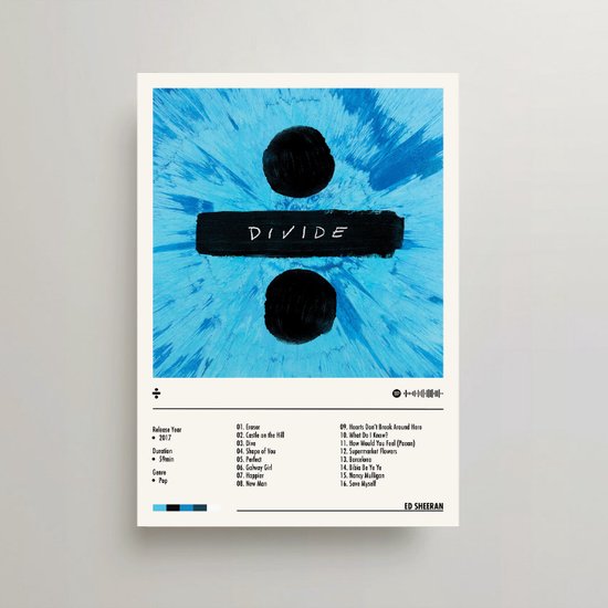 Affiche Ed Sheeran - ÷ (diviser) affiche de couverture d'album - Ed Sheeran  LP - A3 -... | bol