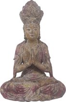 Clayre & Eef Decoratie Beeld Boeddha 28*20*41 cm Bruin Kunststof Decoratief Figuur Decoratieve Accessoires Woonaccessoires