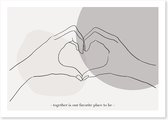 Canvas Schilderij Line Art - Boho - Abstract - liefde - 50 x 70 cm - PosterGuru.nl