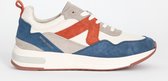 Sissy-Boy - Blauwe leren sneakers met rode details - 45