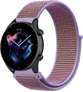Nylon Smartwatch bandje - Geschikt voor  Amazfit GTR 3 - Pro nylon band - lila - GTR 3 & GTR 3 Pro - Strap-it Horlogeband / Polsband / Armband