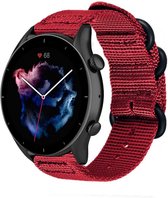 Nylon Smartwatch bandje - Geschikt voor  Amazfit GTR 3 - Pro nylon gesp band - rood - GTR 3 & GTR 3 Pro - Strap-it Horlogeband / Polsband / Armband