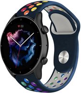 Siliconen Smartwatch bandje - Geschikt voor  Amazfit GTR 3 - Pro sport band - donkerblauw kleurrijk - GTR 3 & GTR 3 Pro - Strap-it Horlogeband / Polsband / Armband