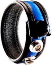 3 snap leather cock ring - black | blue
