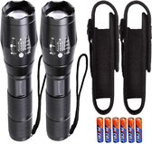 LED zaklamp Zoom met Holster Set / 2 stuks extreem helder 1000 lumen Cree Led T6 zaklampen kleine mini handlamp campinglamp outdoor waterdicht,Noodverlichting