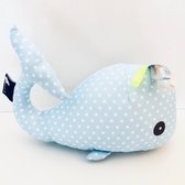 Popjes & Zo- Knuffel - walvis whale - blauw met stipjes