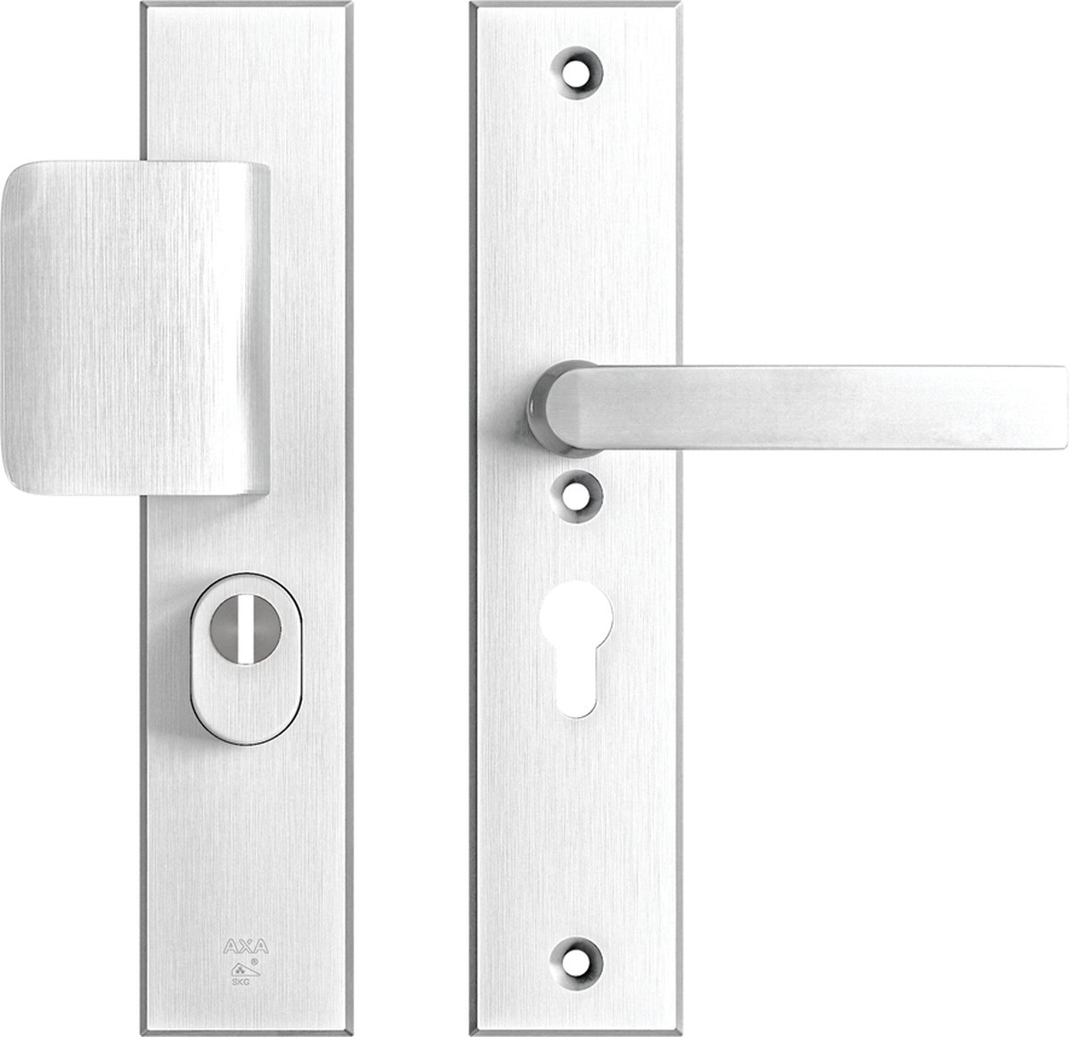AXA Veiligheidsbeslag (Edge Plus) Aluminium geslepen: Duwer-Kruk (model D-duwer/Blok) PC55 met kerntrekbeveiliging SKG***