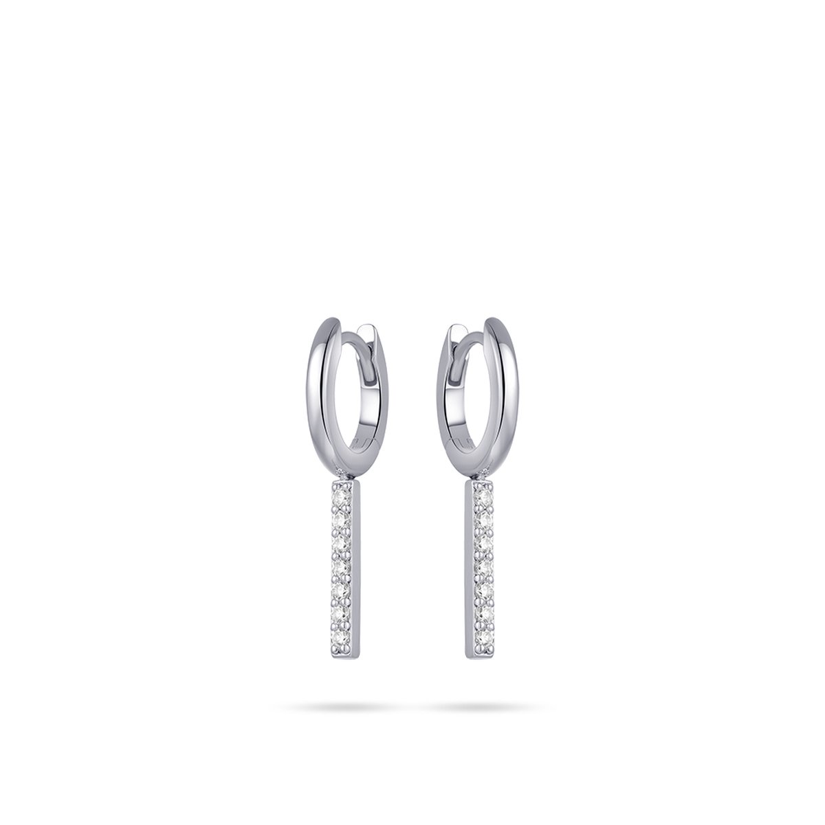 Gisser Jewels - Oorringen KC1036 - gerhodineerd sterling zilver - met zirconia stenen - 13.5 mm + 20 mm bedel