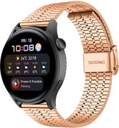 Stalen Smartwatch bandje - Geschikt voor  Huawei Watch 3 - Pro roestvrij stalen band - rosÃ© goud - Strap-it Horlogeband / Polsband / Armband